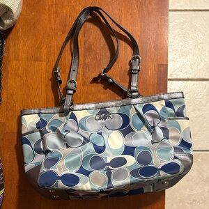 Coach Blue/White/Silver Shoulder Bag